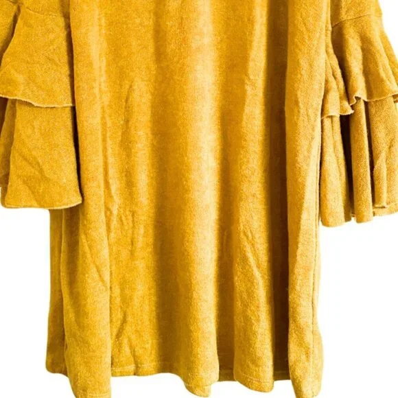 Mustard Yellow Bell Sleeve Knee Length Dress Keyhole Sweater Dress 2xl 3xl - Picture 11 of 11